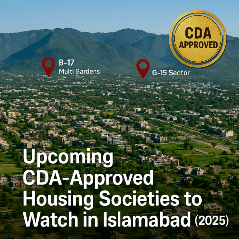 we’ll explore the upcoming CDA-approved housing societies in Islamabad that are worth keeping an eye on in 2025, including the rising star — B-17 Multi Gardens.